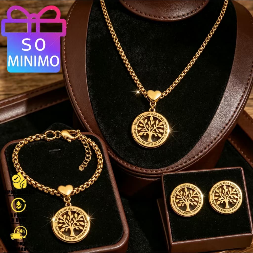 Presente Especial para o Dia das Mães – Conjunto Árvore da Vida com Colar, Pulseira e Brincos