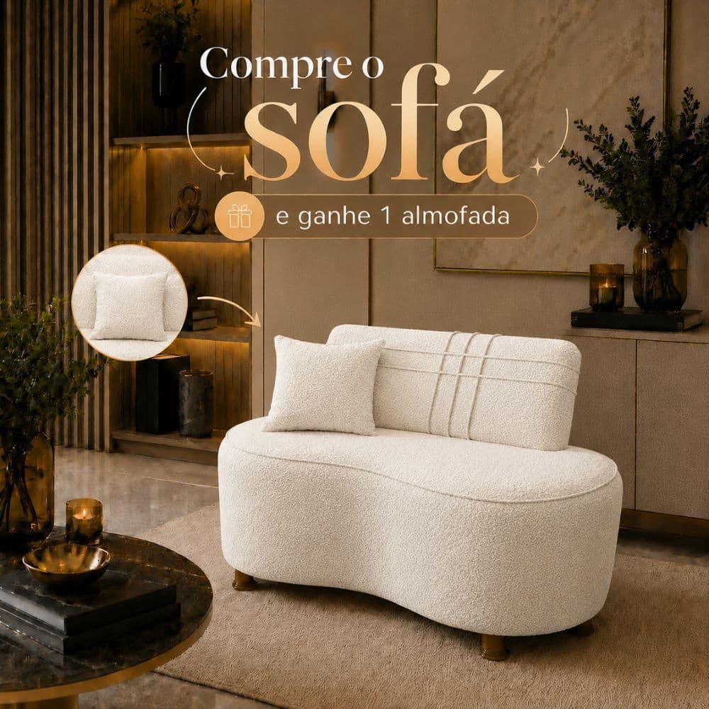 Sofá Curvo Puff Hoseok Luxo Orgânico Com Almofada Requinte Moderno Tecido Macio Várias Cores
