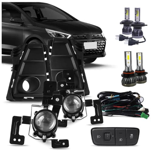 Kit Farol Milha Neblina Hb20 Sedan 2024 2025 2026 Botão Modelo Original Com Led HB4 + H4 Do Farol Principal