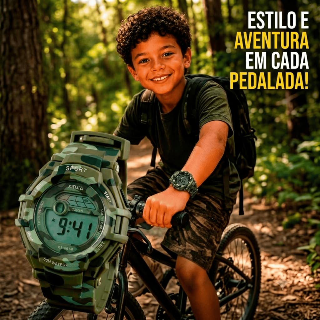 Relógio Infantil Camuflado Exercíto Militar Esportivo Alarme