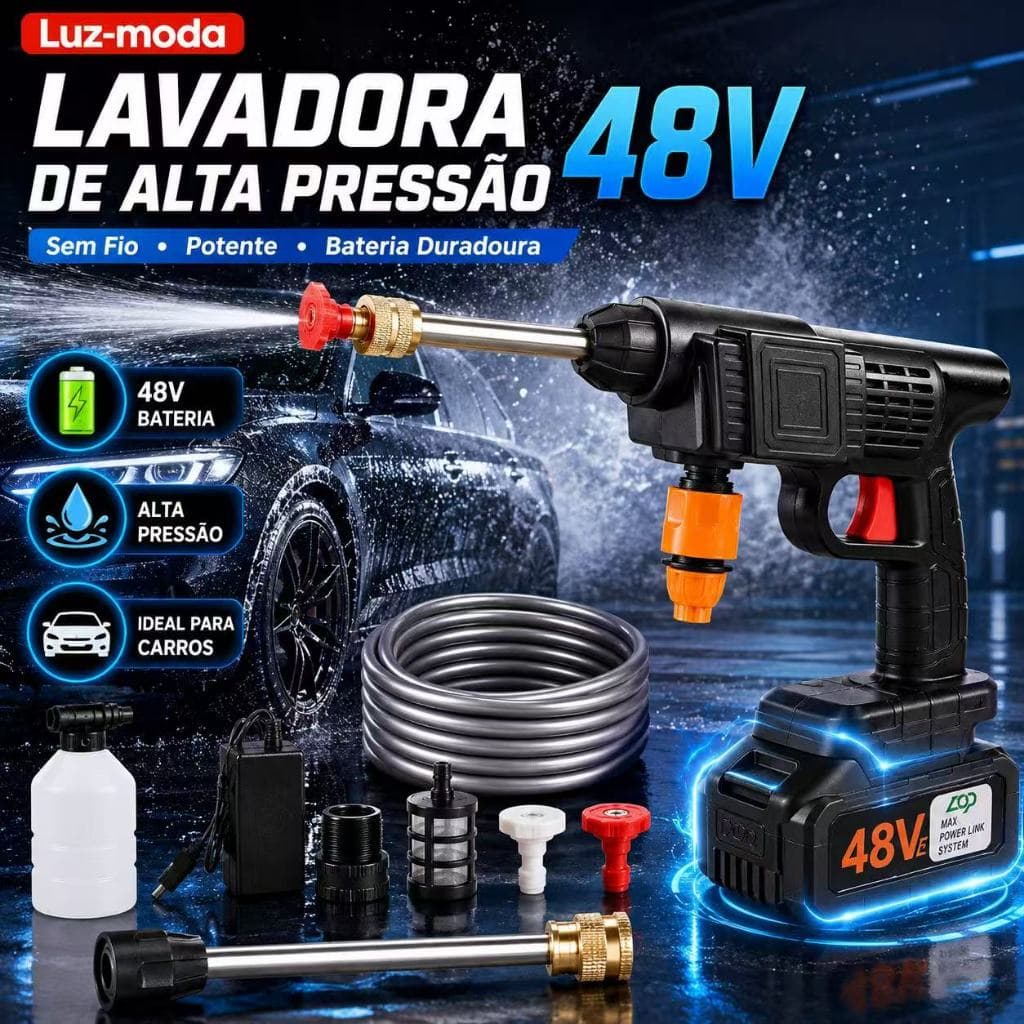 Lavadora Alta Pressão Lava Jato Portátil Recarregável Com Maleta e Acessórios Recarregável  NOVO2026