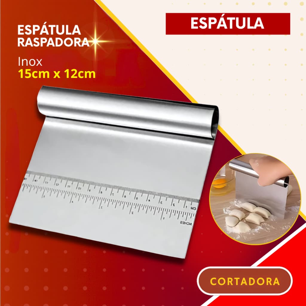 Espatula Cortadora Raspadora Inox Alisadora Cozinha Pão Chocolate Bolo Massas Régua