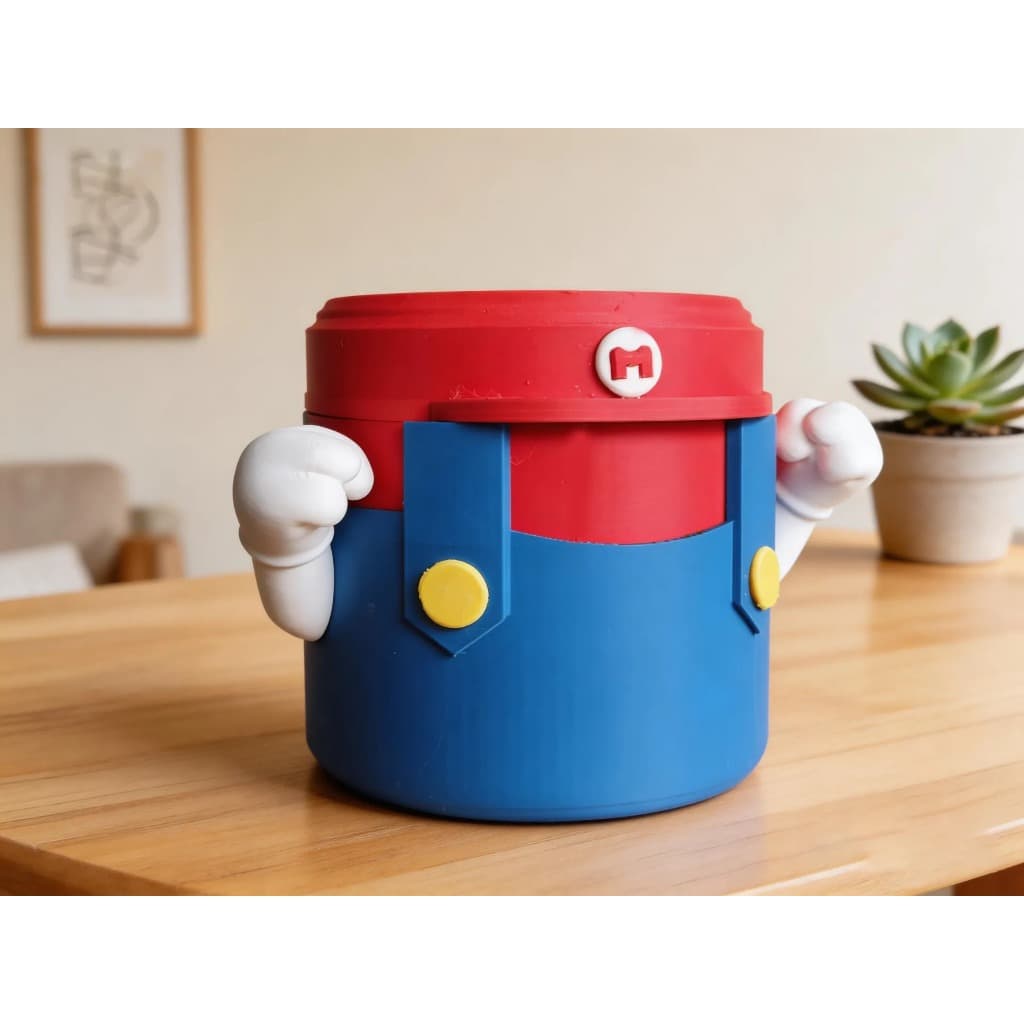 Lixeira de Mesa Gamer Estilo Mario Porta Objetos Organizador Decorativo