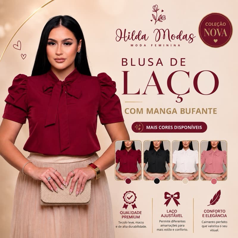 Blusa Feminina Social Manga Curta Bufante Princesa com Gravata laço lacinho Moda evangélica