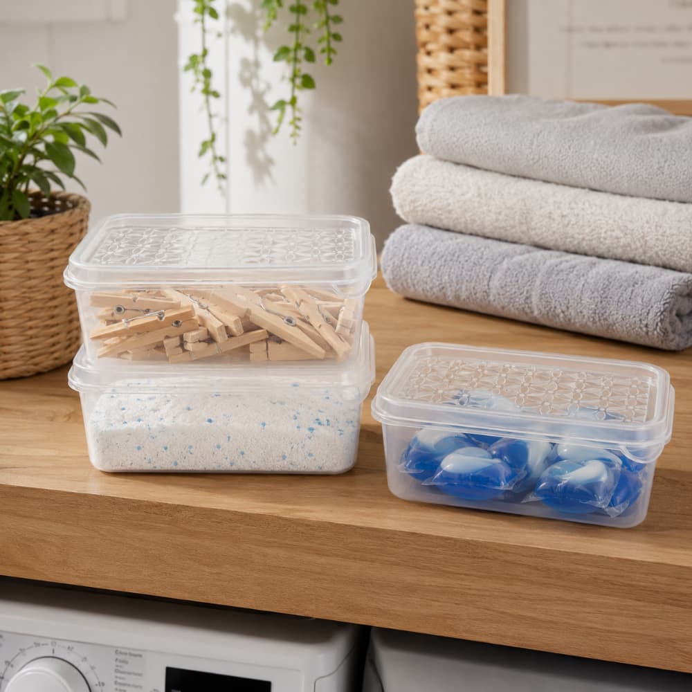Jogo 6 Potes Organizadores 500ml Marimar C/ Tampa Resistente Para Geladeira Despensa e Cozinha