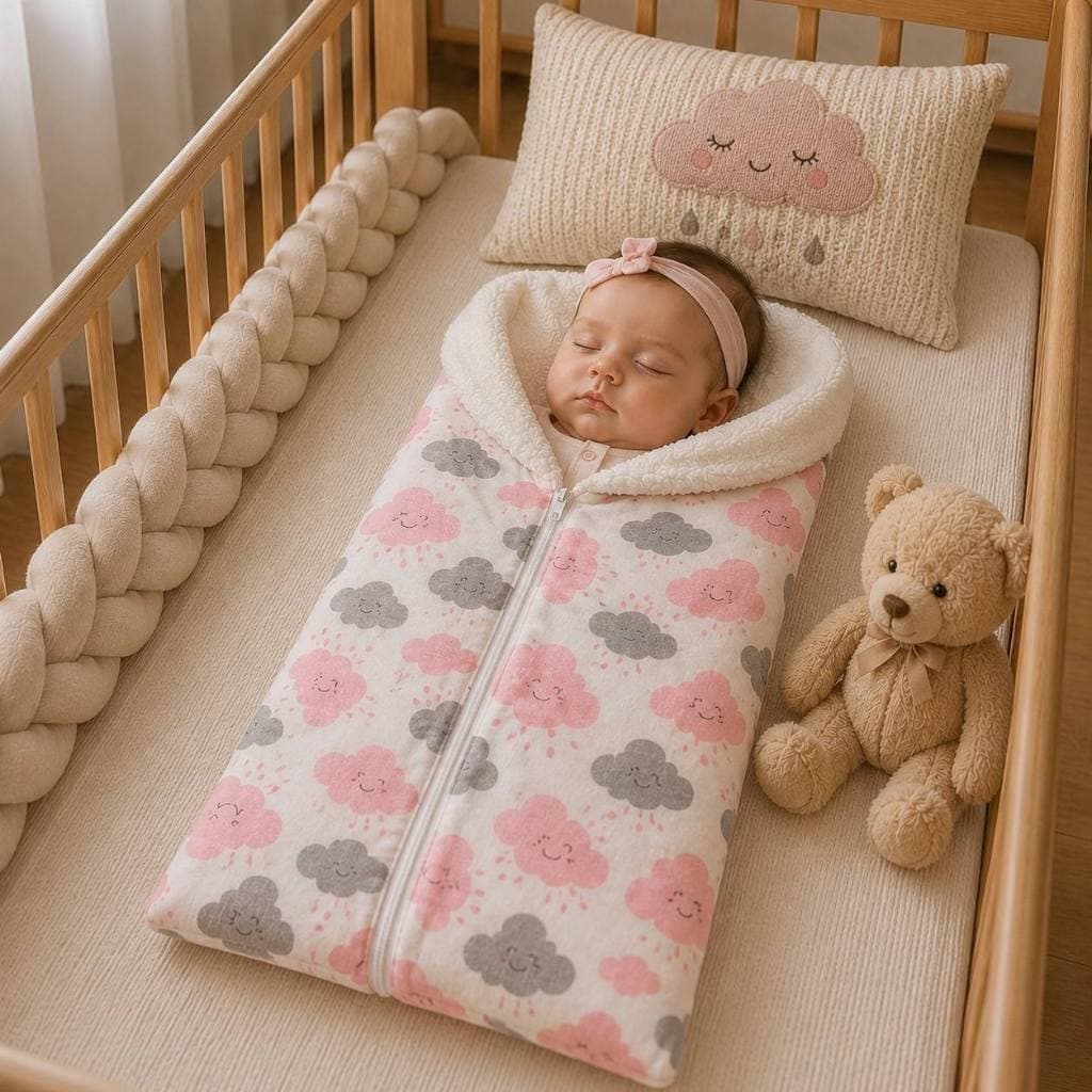 Saco de Dormir para Bebê Sherpa com Zíper Menina e Menino Casulo Enxoval de Bebê