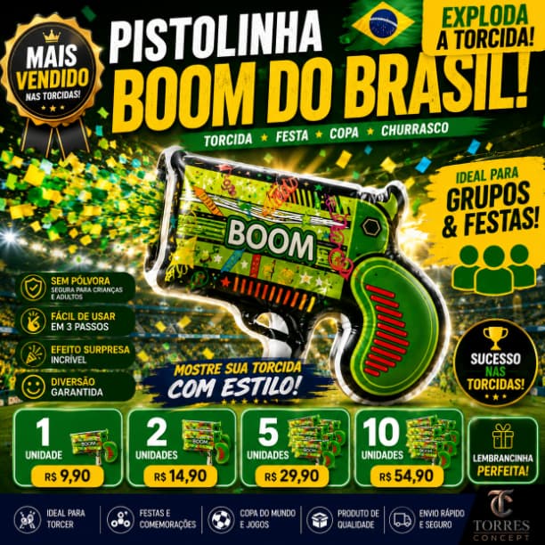Lanca Confete Pistolinha Inflavel Brinquedo Copa Do Mundo 2026 Brasil Festa Aniversario Boom Atacado