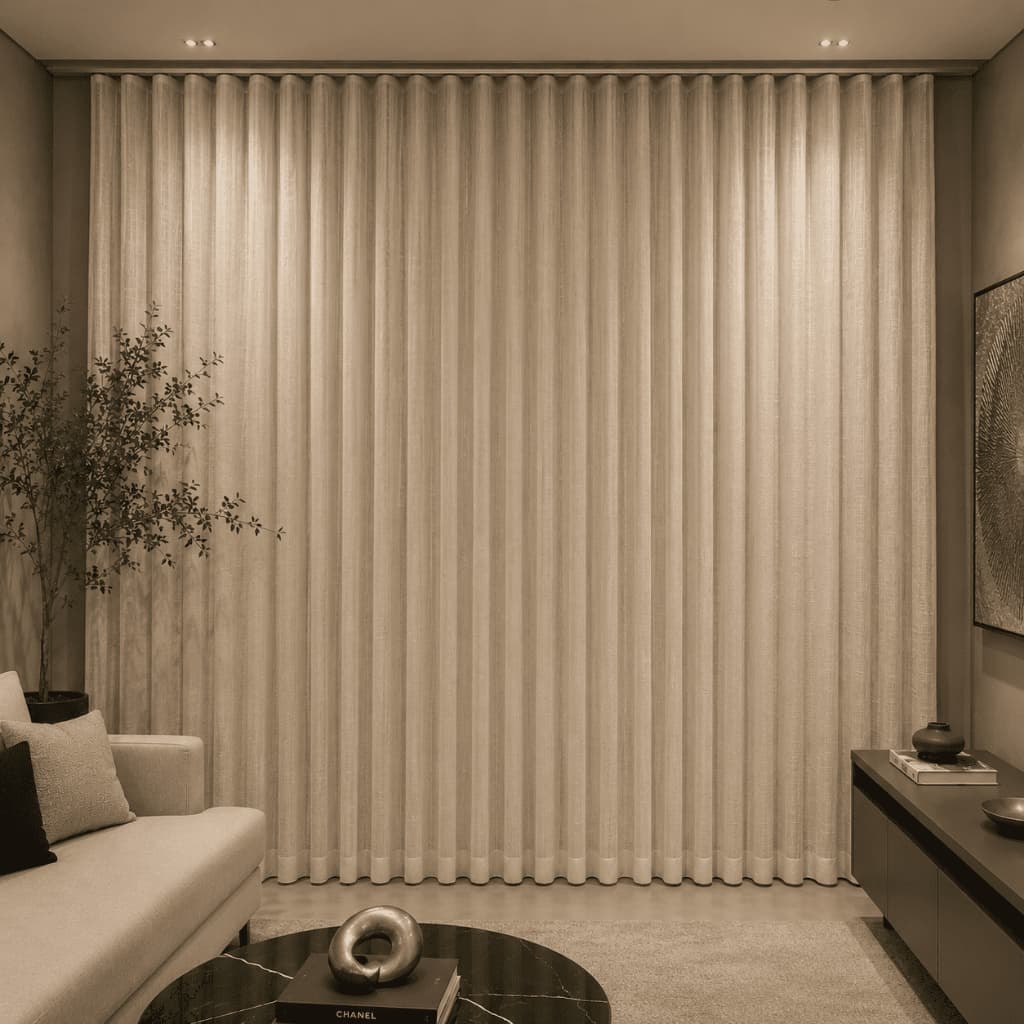 Cortina Trilho Suíço Duplo Voil Linho com forro blackout 5,00 x 2,30/2,40/2,50/2,60/2,70/2,80 Luxo
