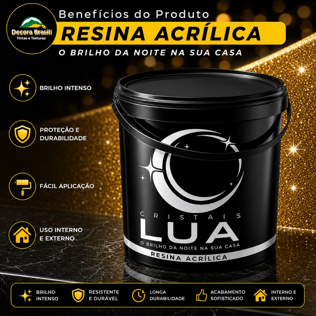 Resina Acrílica Premium Lua Revestimentos Proteção Brilho Paredes Internas Externas Alto Rendimento