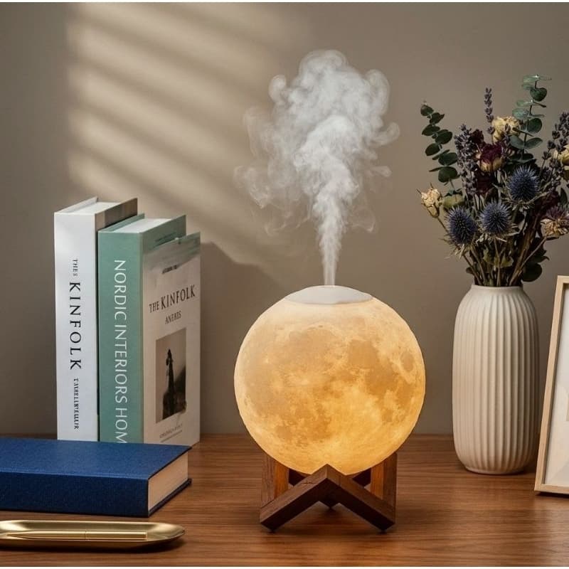 Luminária Lua Cheia 3D com Iluminação LED Suave para Ambientes