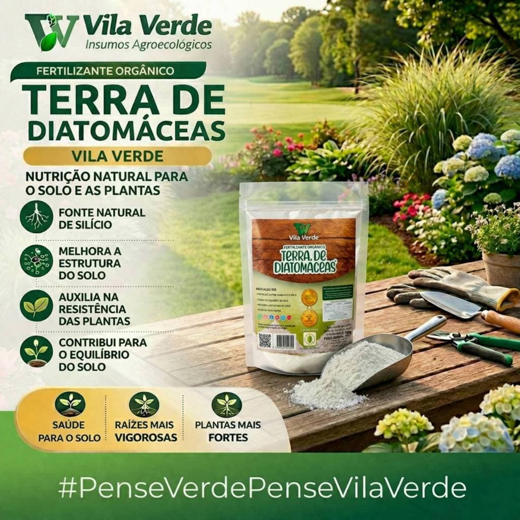 Fertilizante Orgânico Terra de diatomáceas Vila Verde saco zip 100g