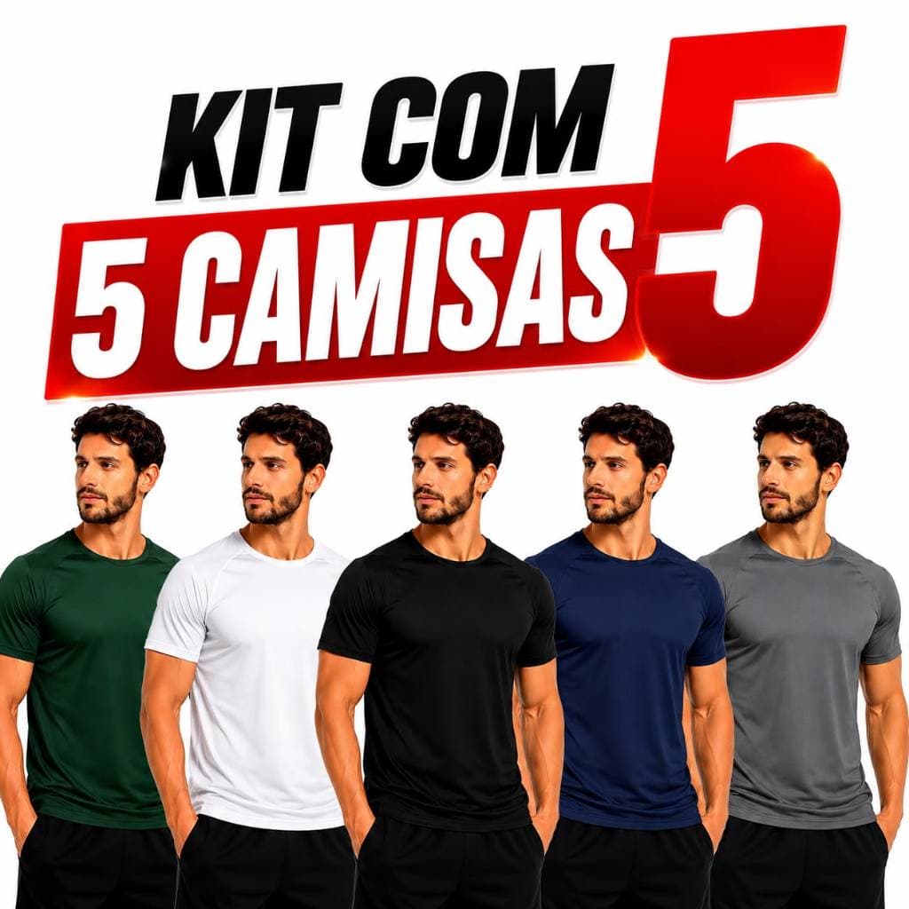 Kit 5 Camisas Dry Fit Masculinas Academia Treino Leve Confortável