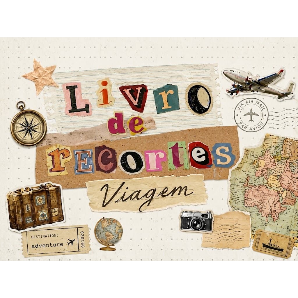 Livro de Recortes Viagem A5 Para Colagem e Personalização Journal Junk Capas