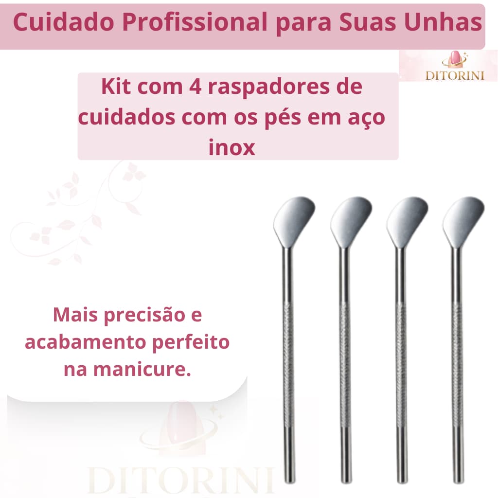 Removedor de Calosidade em Aço Inox Podologia Pedicure Profissional Kit 4 Unidades