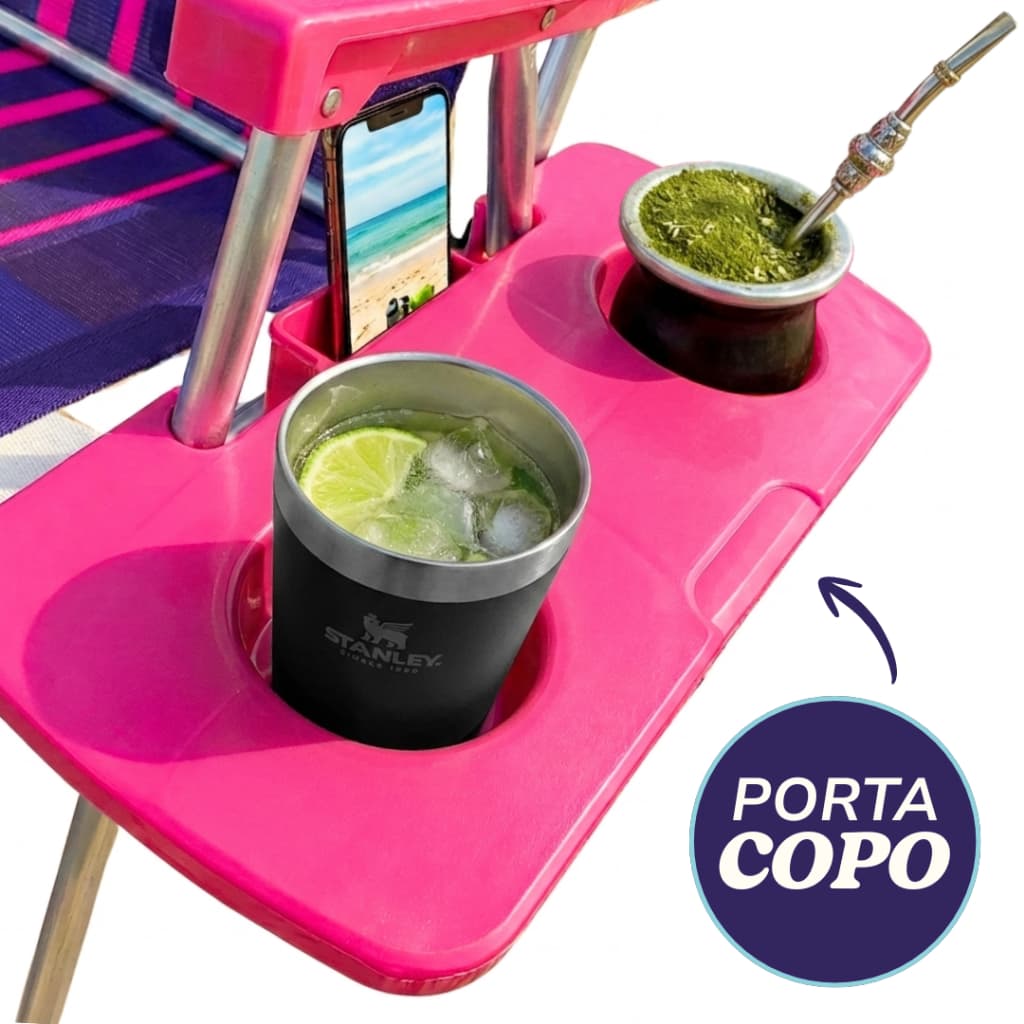 Porta Copos Mesinha Portátil Para Cadeira de Praia | Sol Lar e Lazer