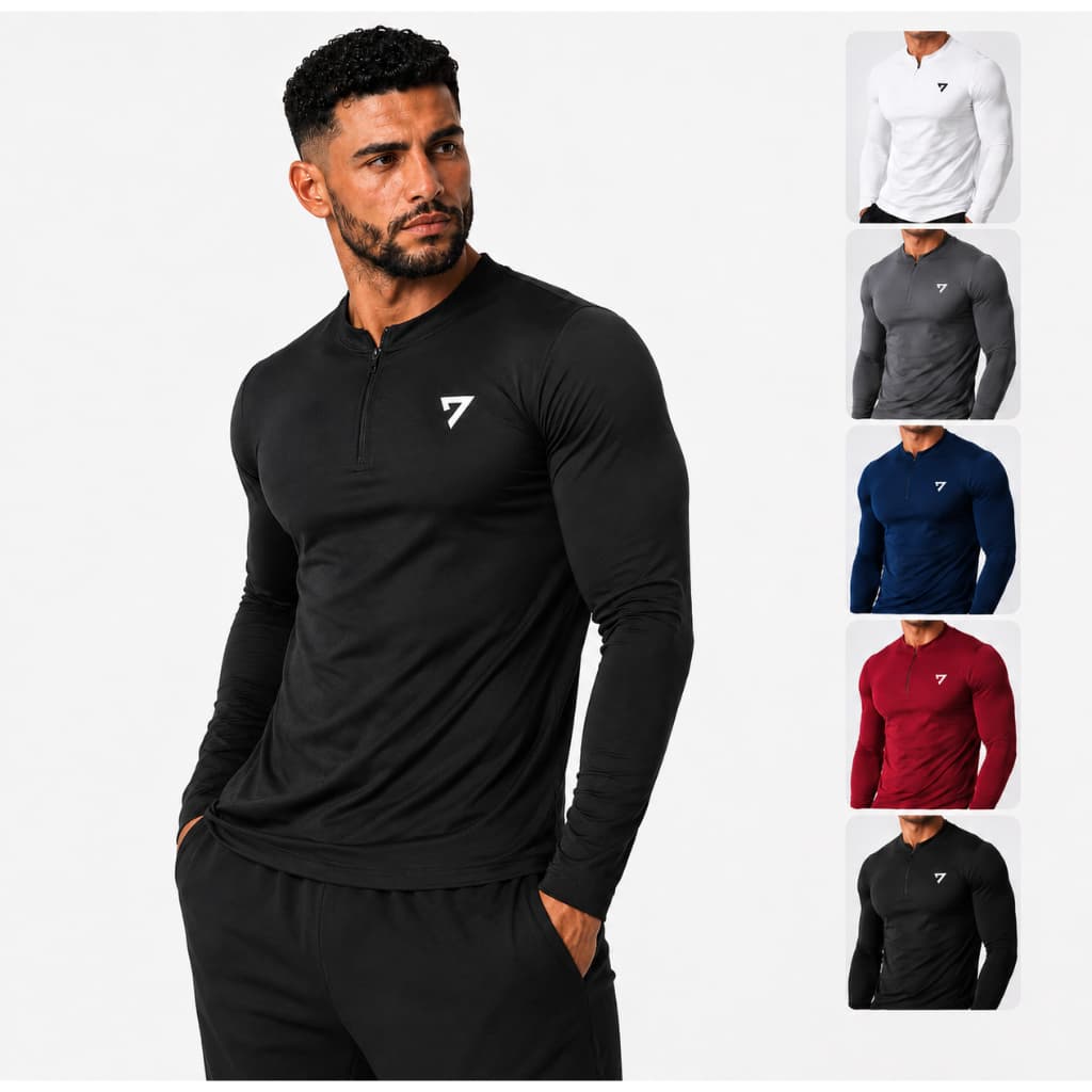 Camisa UV com Zíper Manga Longa Proteção Solar Esporte Fitness Moda Casual Masculina SevenLine Praia