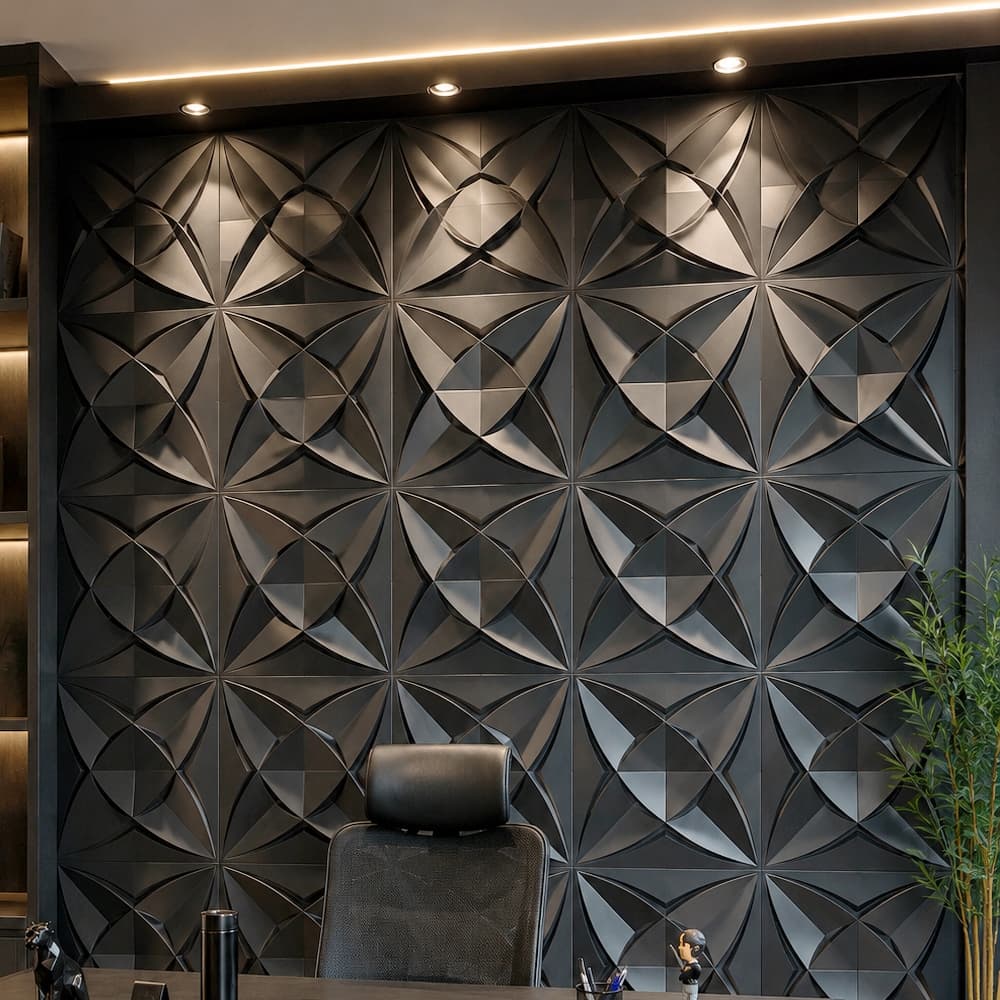 Placas PVC 3d de Revestimento De Parede Preto e Branco Decorativa 25x25 cm Kit C/140 UN