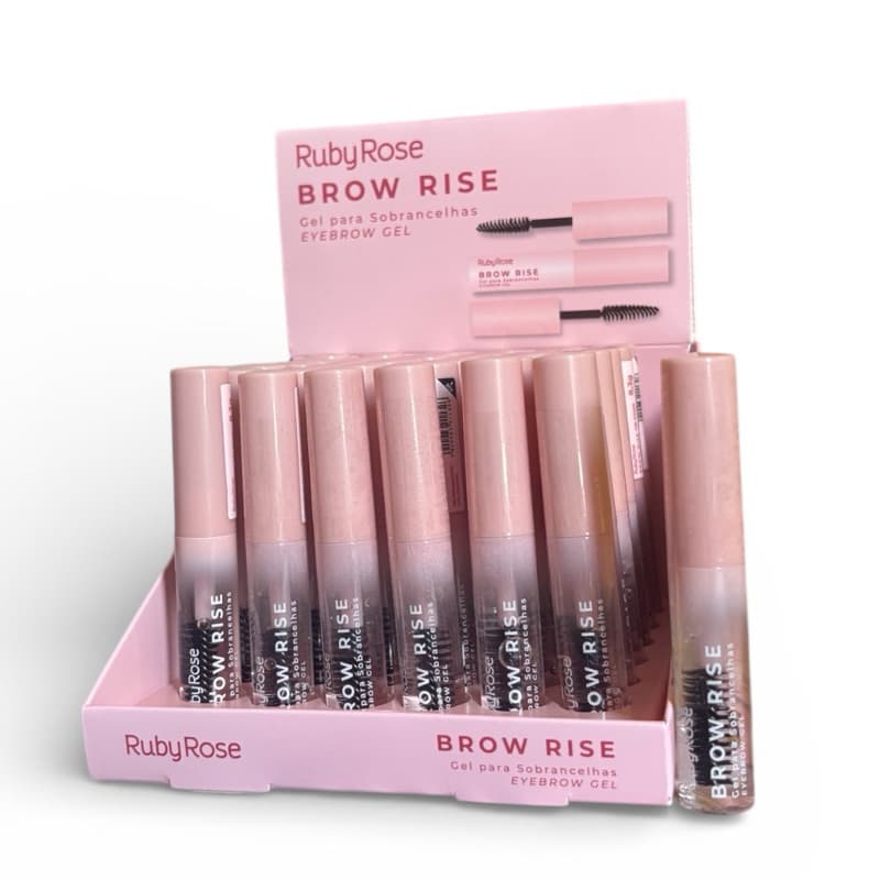 Kit Gel Fixador de Sobrancelhas Incolor Ruby Rose Brow Rise Efeito Brow Lamination Fios Alinhados Longa Duração