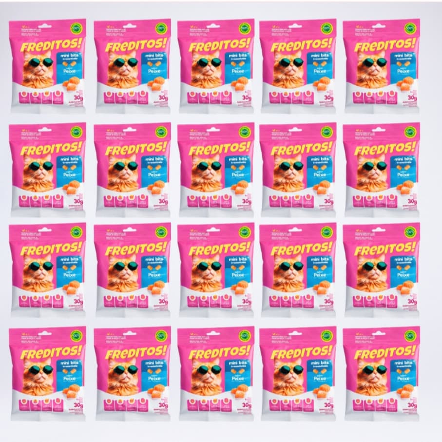 Kit 20 - Snacks Para Gatos Freditos Sabor Peixe mini bites - 30G