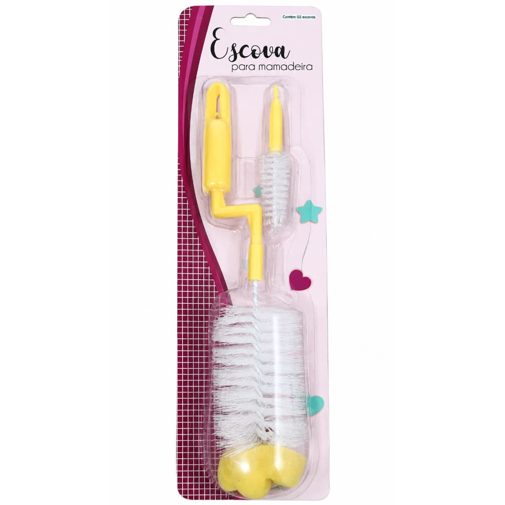 Escova Para Mamadeira + Esponja Amarela