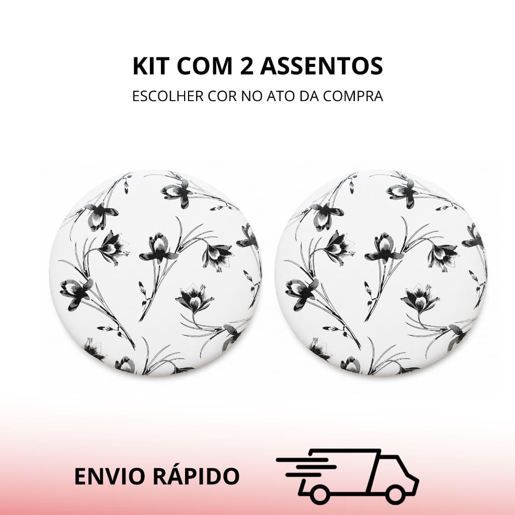 KIT DE ASSENTOS 2 ASSENTOS 32 CM ESTOFADO REDONDO PARA BANCOS E BANQUETAS