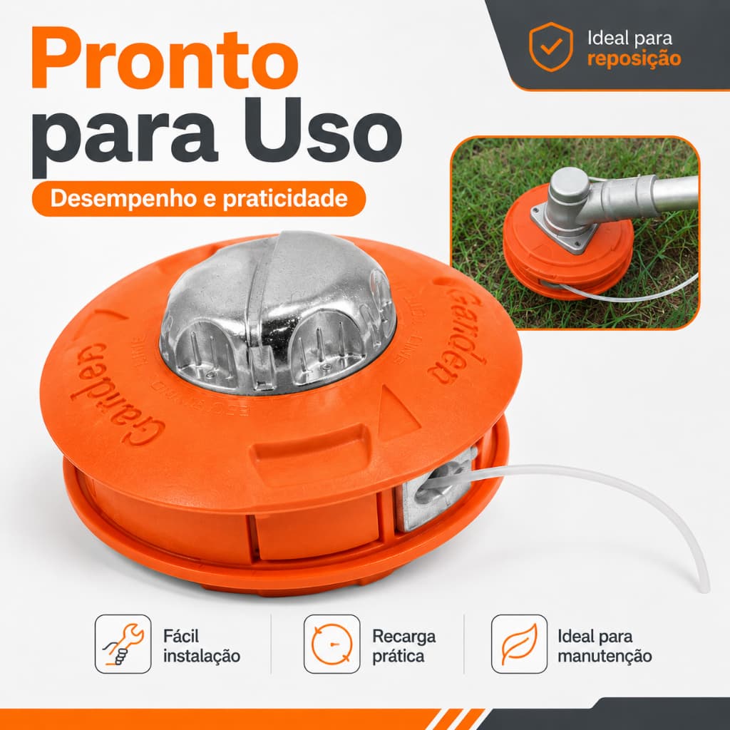Carretel Automático Fio Nylon para Roçadeira Toyama Tekna Husqvarna Universal Reforçado Profissional