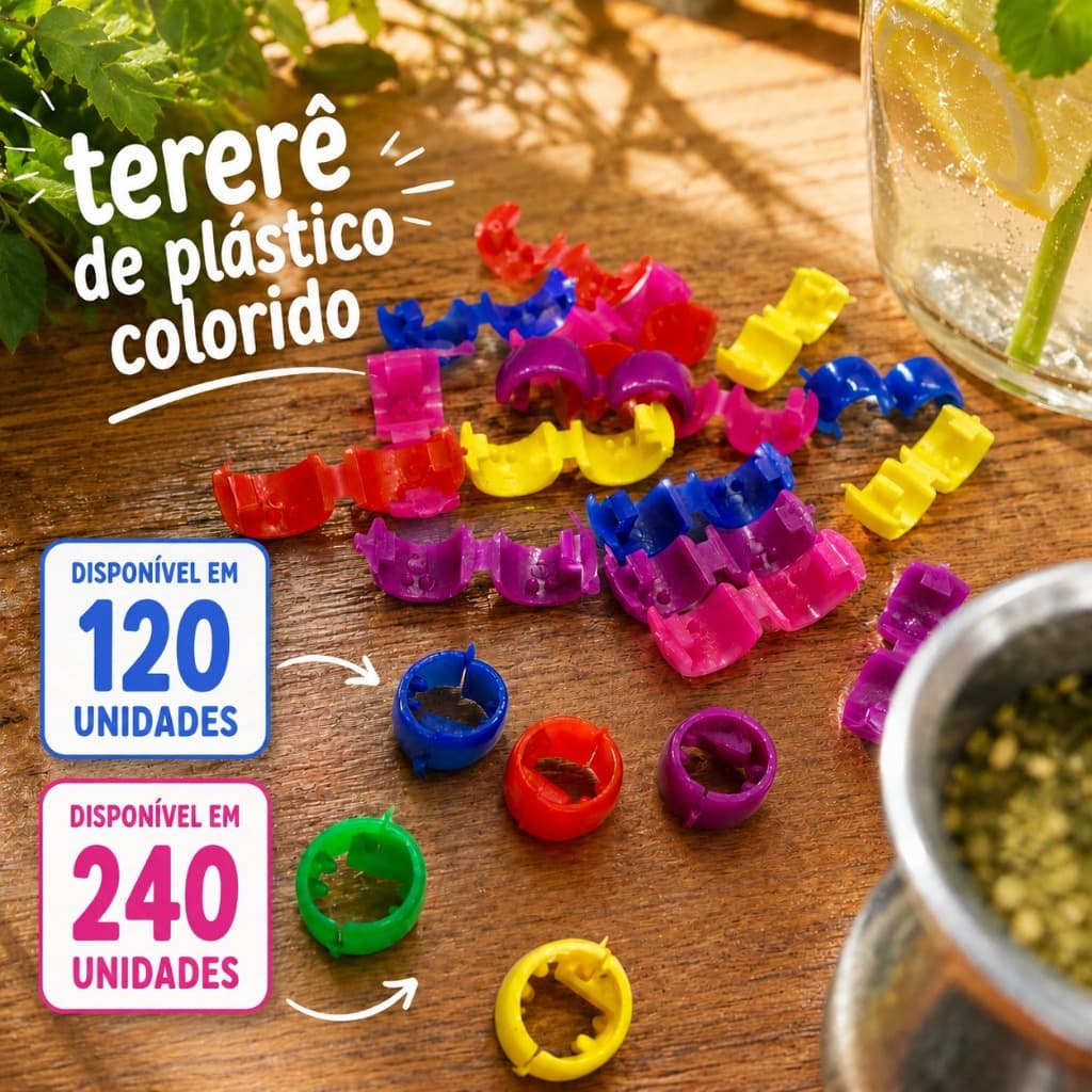 Kit 120/240 Anéis de Trança Tererê Coloridos de Plástico Cabelo Crianças e Adultos Modinha Terere