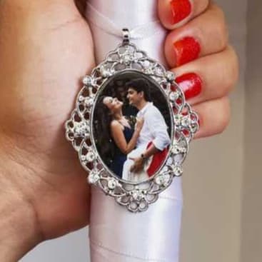 Relicário Grande Buquê de flores de noiva casamento - COM FOTO