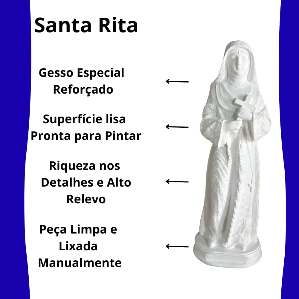 Kit 3 Santa Rita De Cássia 19 cm Gesso Cru Para Pintar Atacado