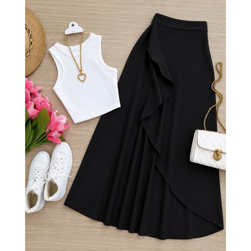 saia midi envelope evangélica transpassada feminina