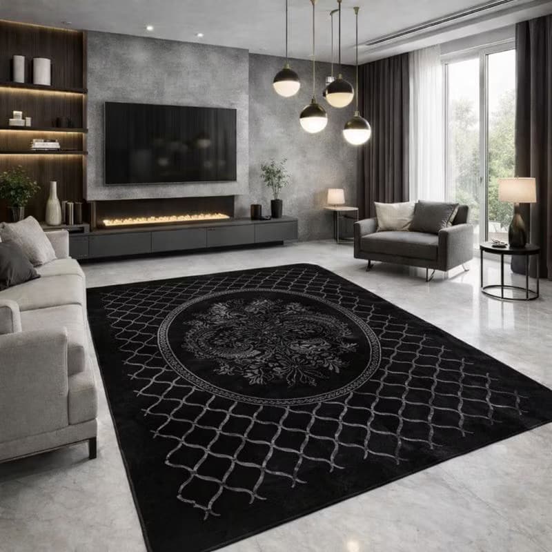 Tapete sala 3x2 Grande Luxuoso indiano aveludado antiderrapante Promoção