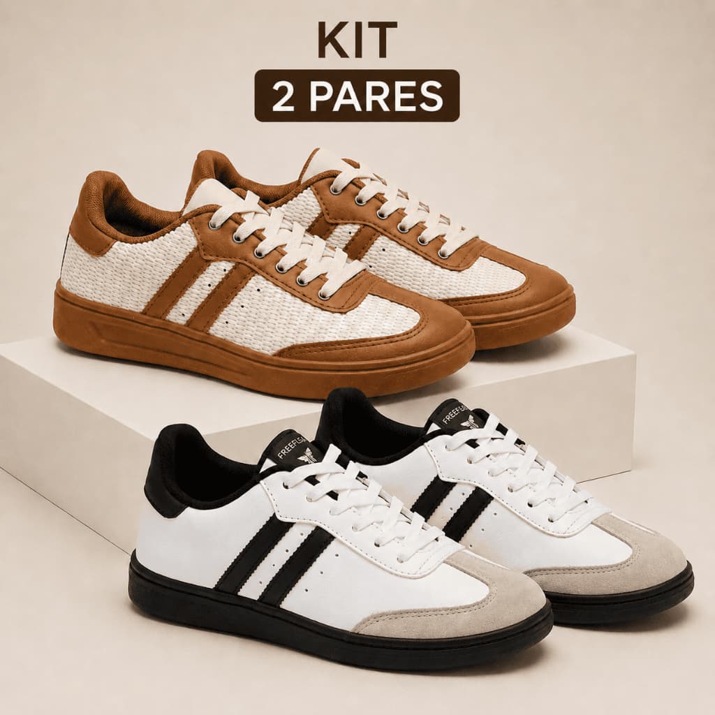 Kit 2 Tenis Feminino Casual Chique Elegante Sola Reta Retro Vintage Tendencia