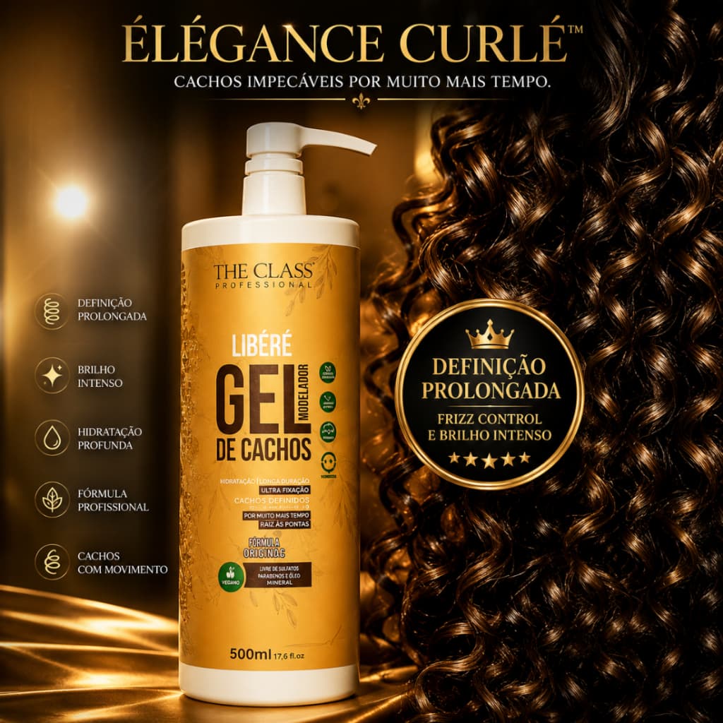 Gel De Cachos 500ml Definição Intensa Anti Frizz Cachos Ondulados Cacheados E Crespos