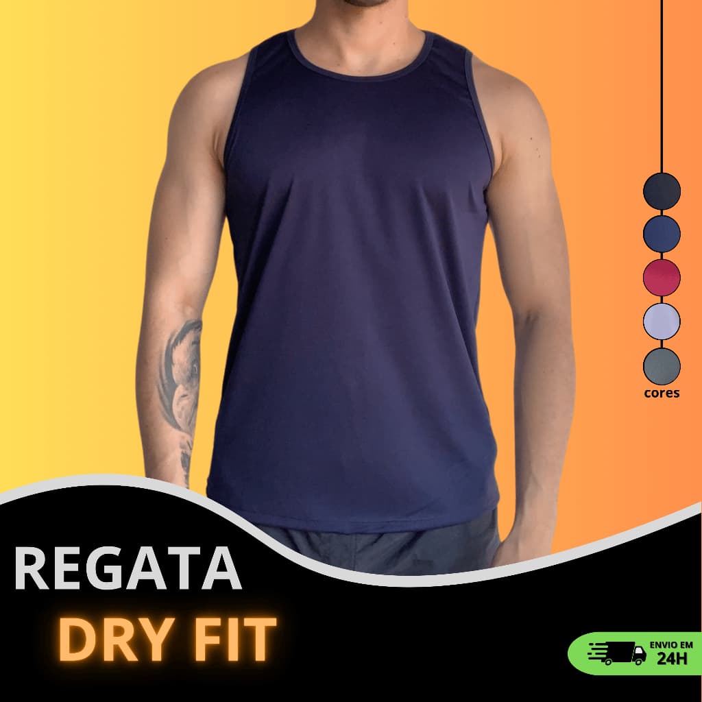 Camiseta Regata Masculina Dry Fit Academia Camisa Sem Manga Malha Fria Blusa Lisa Fitness Treino