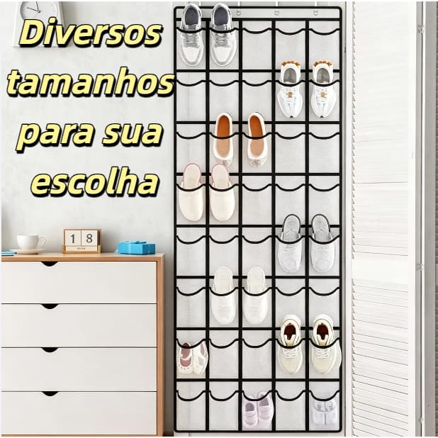 Organizador de Sapatos Suspenso Vertical para Porta Múltiplos Compartimentos Multiuso para Todos os Tipos de Calçados