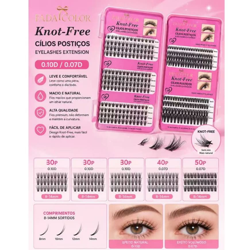 FADACOLOR Cílios TUFINHO Extensão DIY 8-14mm Mistos Curl D Fios Macios