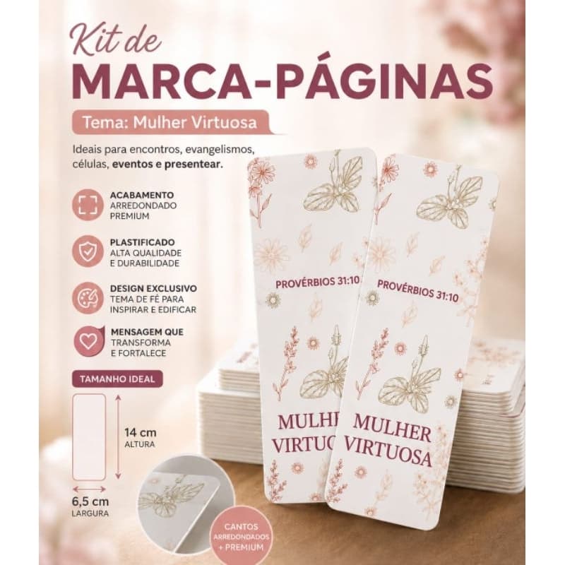 kit Marca Página Bíblico Mulher Virtuosa Lembrancinhas Alta Qualidade