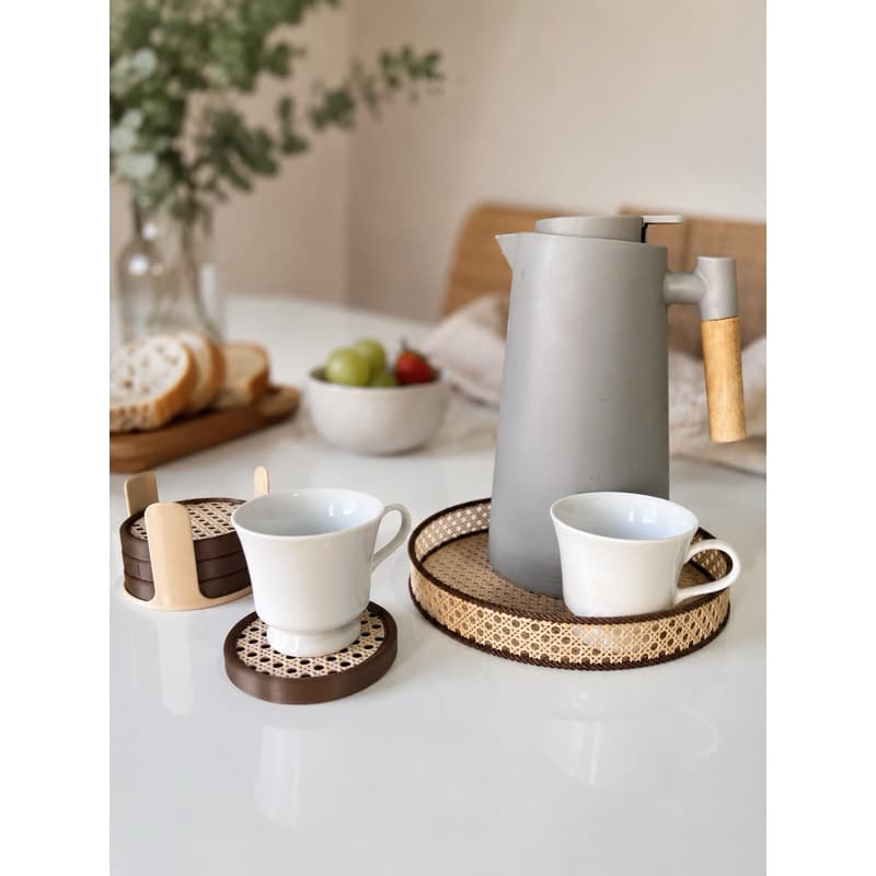 Kit Bandeja Minimalista + 4 Porta Copos - Decoração Chic
