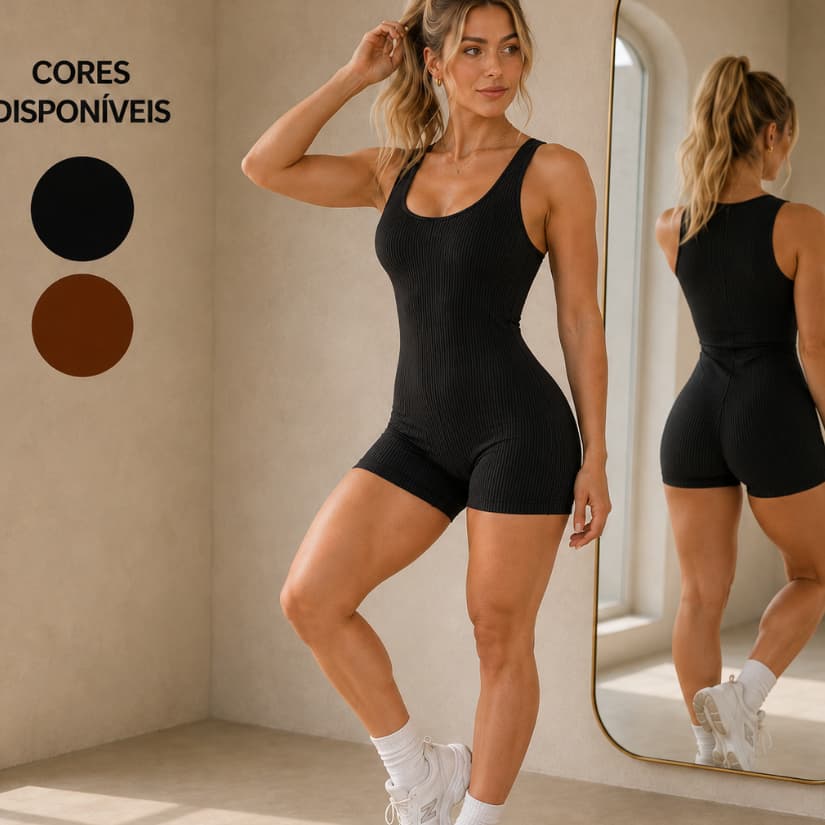 Macacão Feminino Fitness com Tecido Canelado Premium para Academia