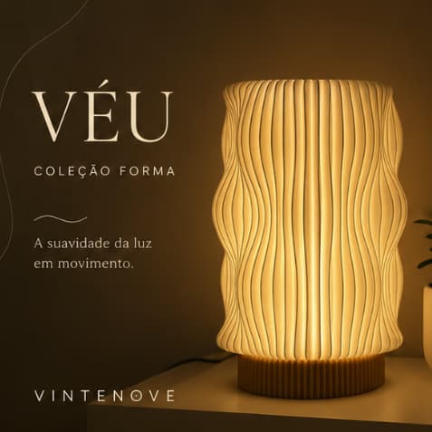 Luminária VÉU | Coleção Forma | Abajur Decorativo Moderno para Quarto e Sala