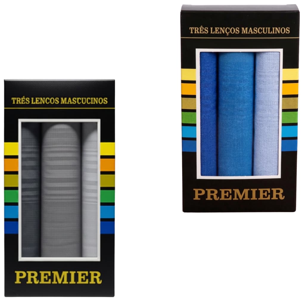 Kit 6 Lenços Masculinos Premier 100% Algodão Premium 39x39cm