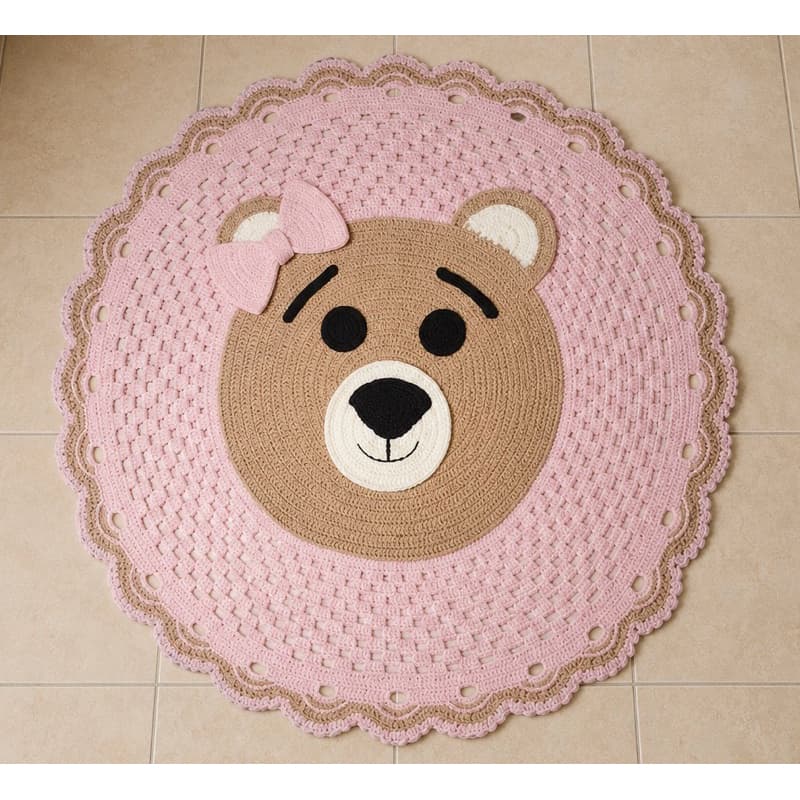 Tapete urso em crochê/Quarto infantil 80cm