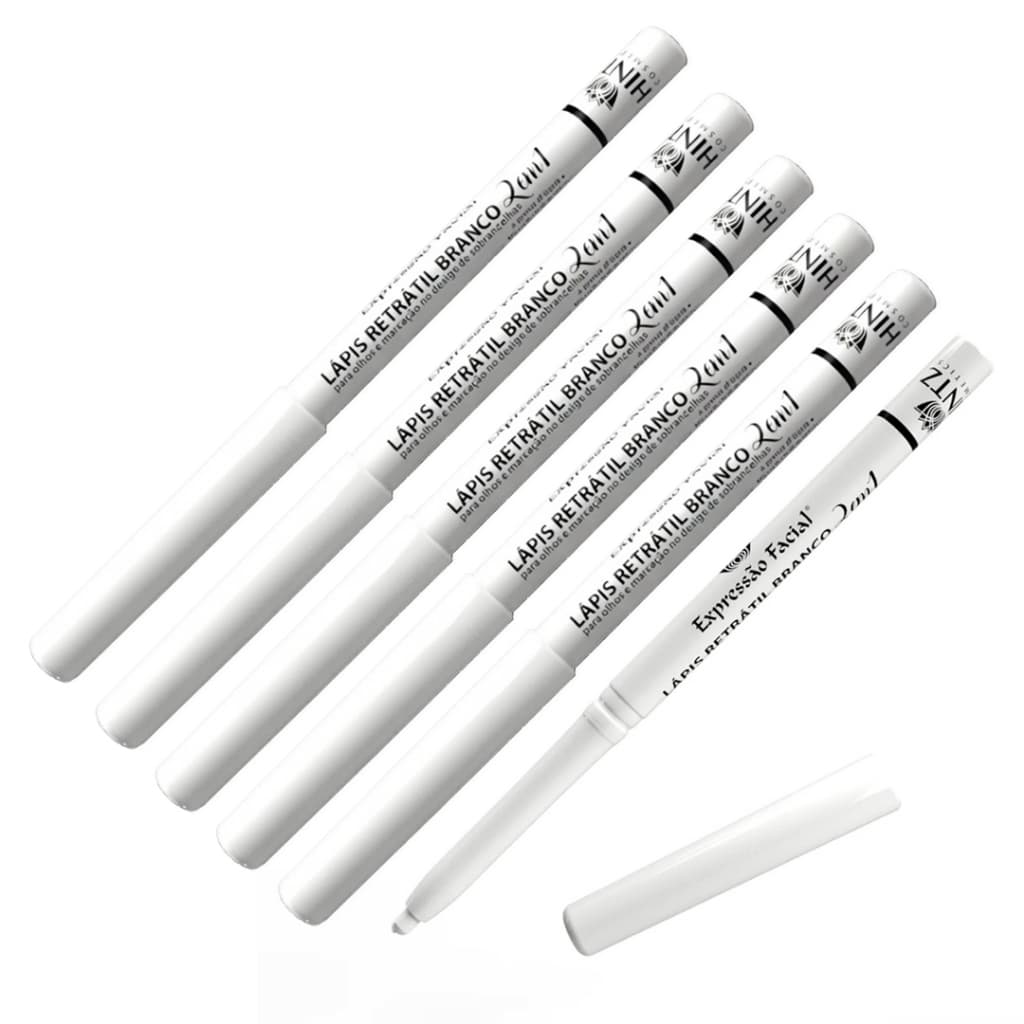 Kit 6 LAPISEIRAS CANETA LÁPIS RETRÁTIL BRANCO PARA OLHOS E PROCEDIMENTOS ESTÉTICOS, BOTOX