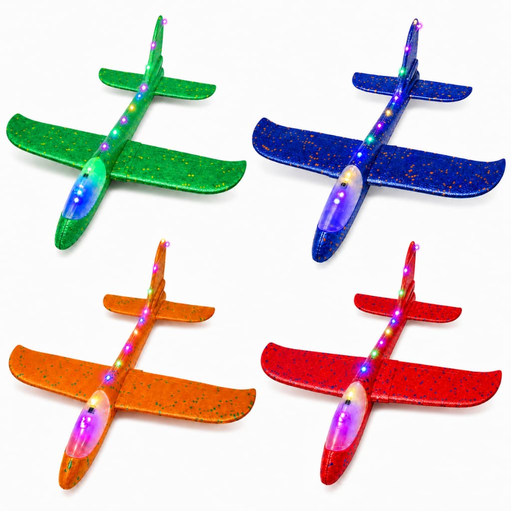Avião De Espuma Com LED 48cm Planador Voador Brinquedo Infantil