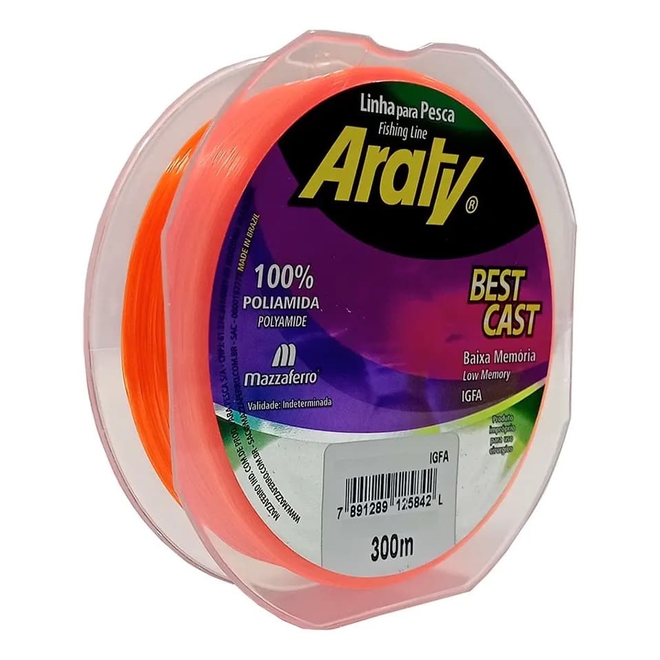 Linha De Pesca Araty Best Cast 300m Amarela, Laranja, Rosa (Monofilamento) 0,30mm 0,35mm 0,37mm