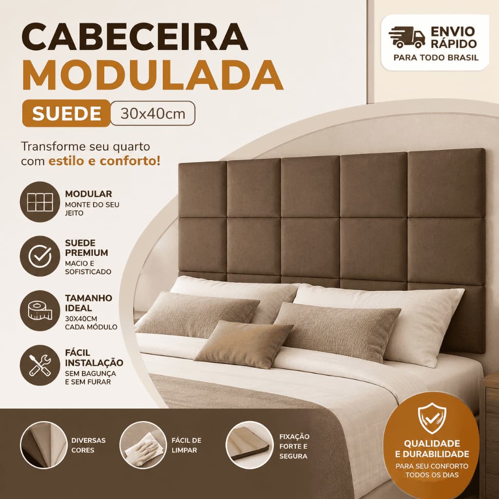 Kit de 6 a10 Placas Estofadas 30x40cm para Cabeceira de Cama - Envio Imediato