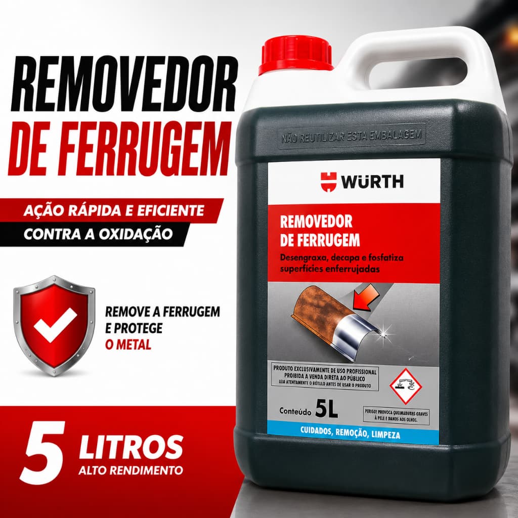 Removedor De Ferrugem Wurth 5L Desengraxante Fosfatizante