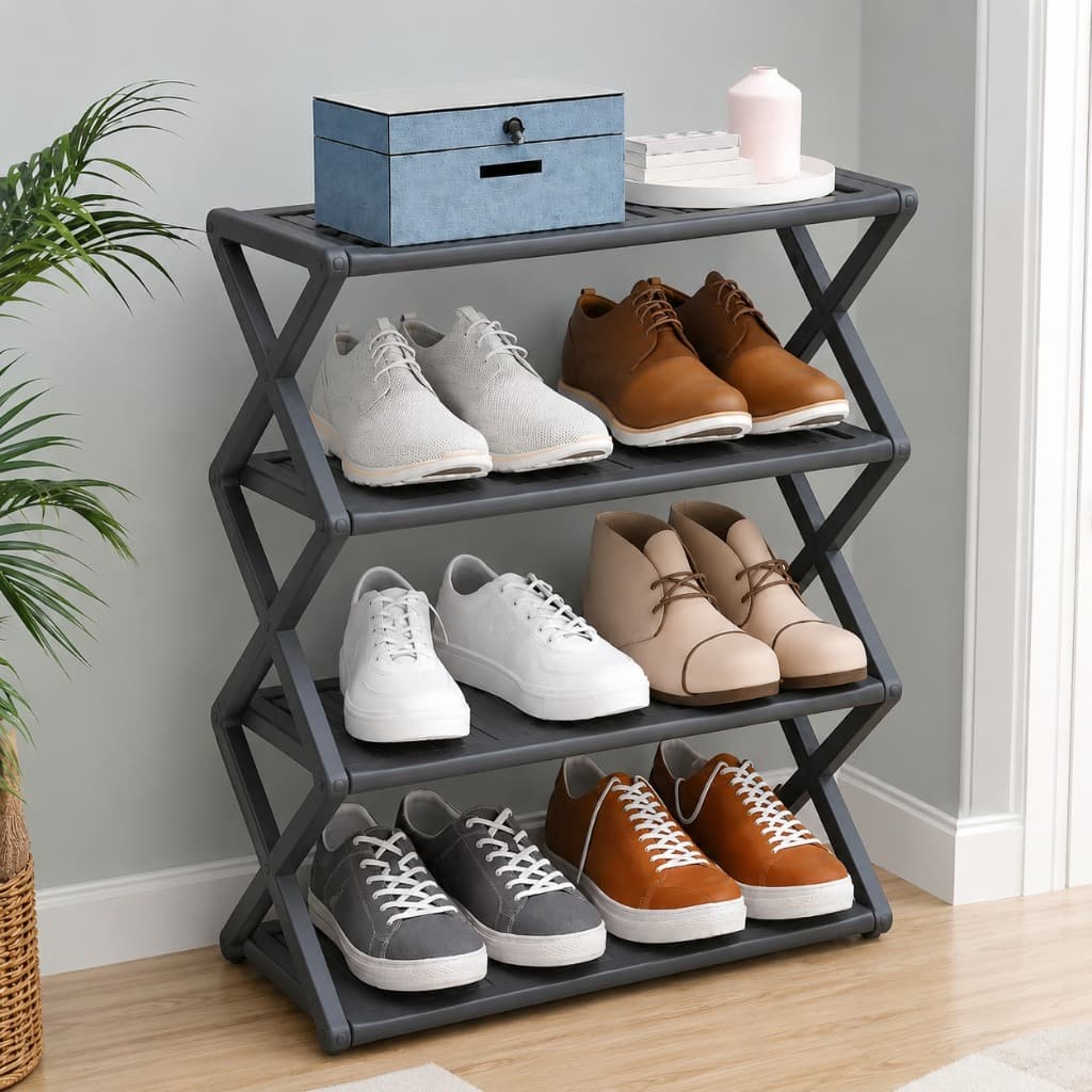 Sapateira Organizadora 4 Andares Clink Dobrável Multiuso Porta Sapatos Estante Compacta para Casa e Escritório