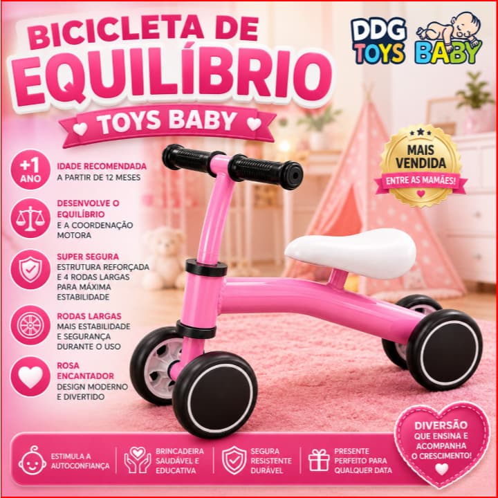 Bicicleta Equilibrio Infantil Ajustavel Rosa Bebe Aprender Andar