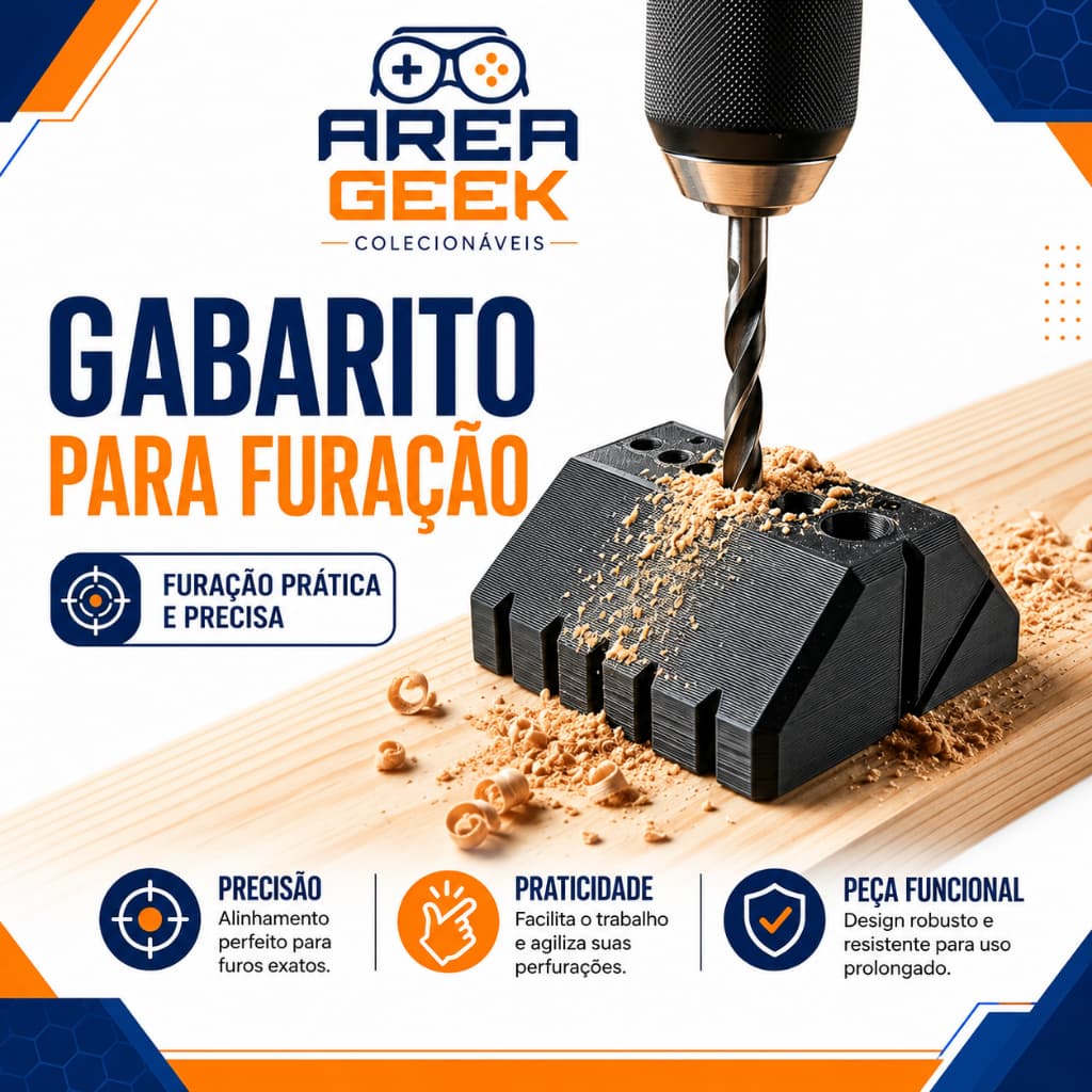 Gabarito De Furação 45° e 90° Guia Para Broca 3mm a 10mm Marcenaria